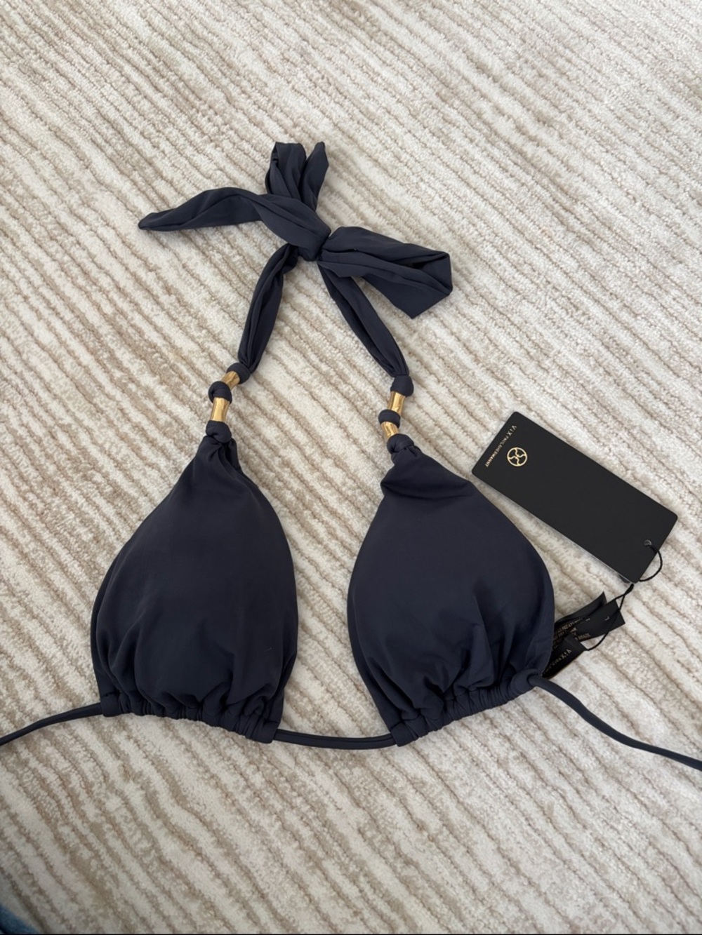 Vix gray Triangle Bikini Top with Gold Accents